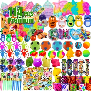 YOAUSHY 114 Pcs Party Favors for Kids 4-8, Prizes Box Toys for Kids Classroom, Treasure Box Toys for Classroom, Treasure Chest, Pinata Fillers Goodie Bag Stuffers, Valentines Day Gifts for Kids
