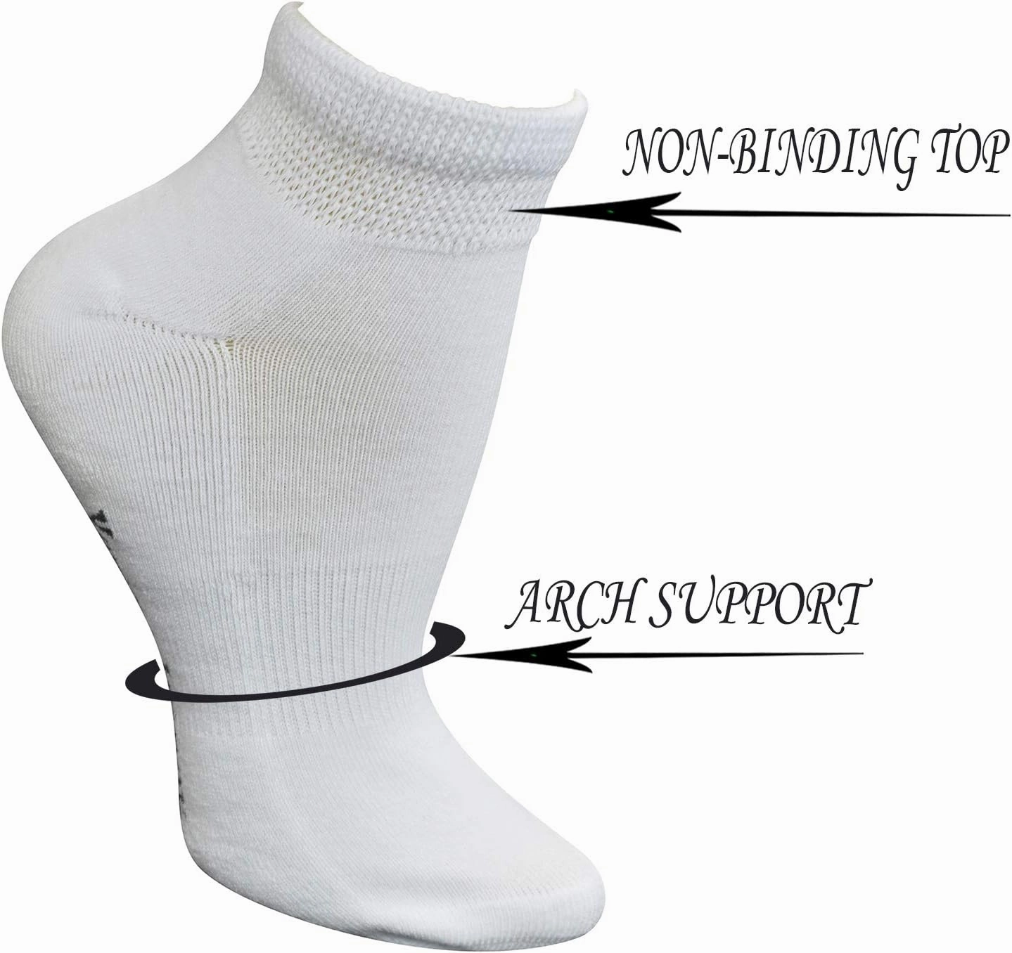 Yomandamor 5 Pairs Womens Cotton Diabetic Low Cut Socks with Seamless Toe