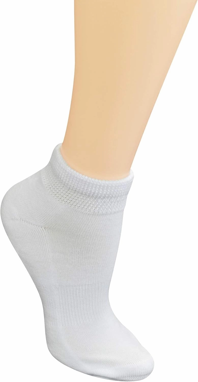 Yomandamor 5 Pairs Womens Cotton Diabetic Low Cut Socks with Seamless Toe
