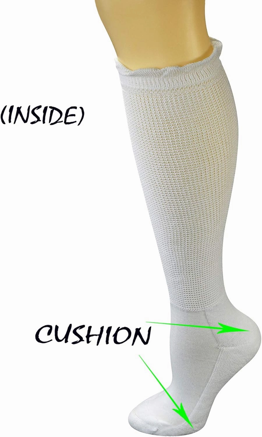 Yomandamor Women's Non-binding Lace Knee-Hi Boot Diabetic Socks with Seamless Toe,4 Pairs