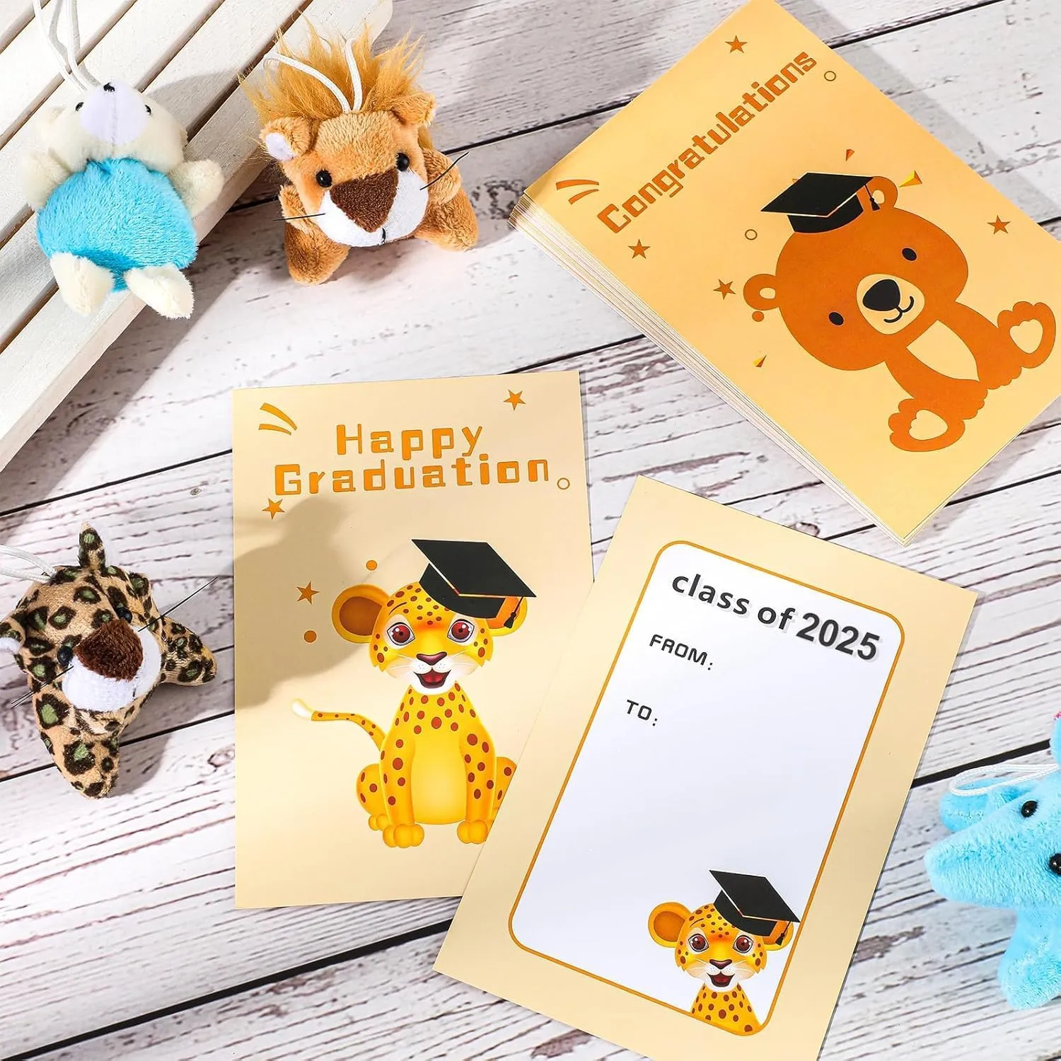 Zhanmai 36 Set Graduation Mini Animal Plush Toy Cards Gift Set, Cute Small Stuffed Animal Keychain Bulk, Preschool School Graduation Classroom Exchange Gifts, Teacher Student Award Party Favors
