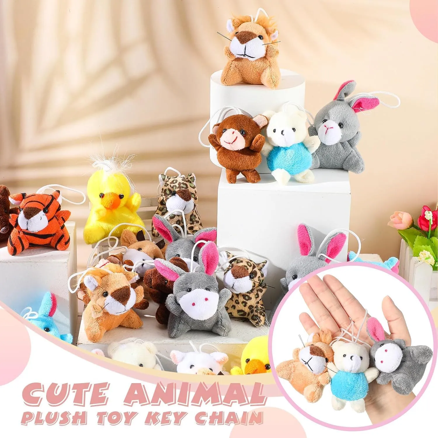 Zhanmai 36 Set Graduation Mini Animal Plush Toy Cards Gift Set, Cute Small Stuffed Animal Keychain Bulk, Preschool School Graduation Classroom Exchange Gifts, Teacher Student Award Party Favors
